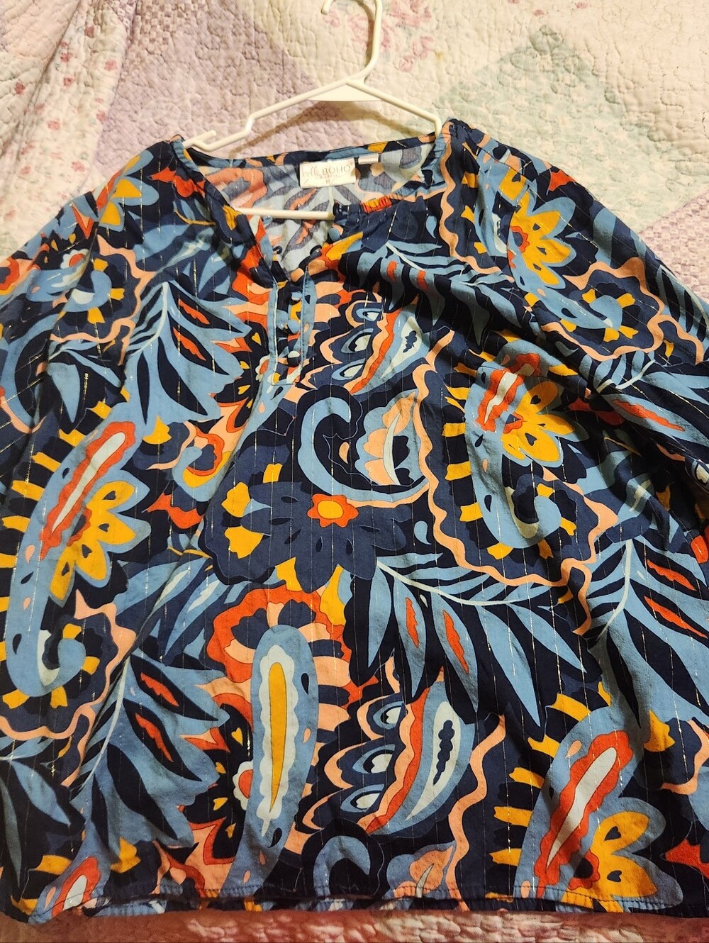 Velvet by Graham & Spencer Navy Multicolor Floral Paisley Tunic
